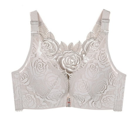 

YDKZYMD Women S Fit Bra Push Up Full-Coverage T-Shirt Bra Comfort Wireless Seamless Everyday Bra With Floral Lace Front Closure Soft Bras