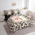 thumbnail image 2 of Catabedysis Brown Initial A 7-Piece Twin Bedding,Wild Leopard Print Bedding Comforter Set,Black Reversible For Girls, 2 of 7