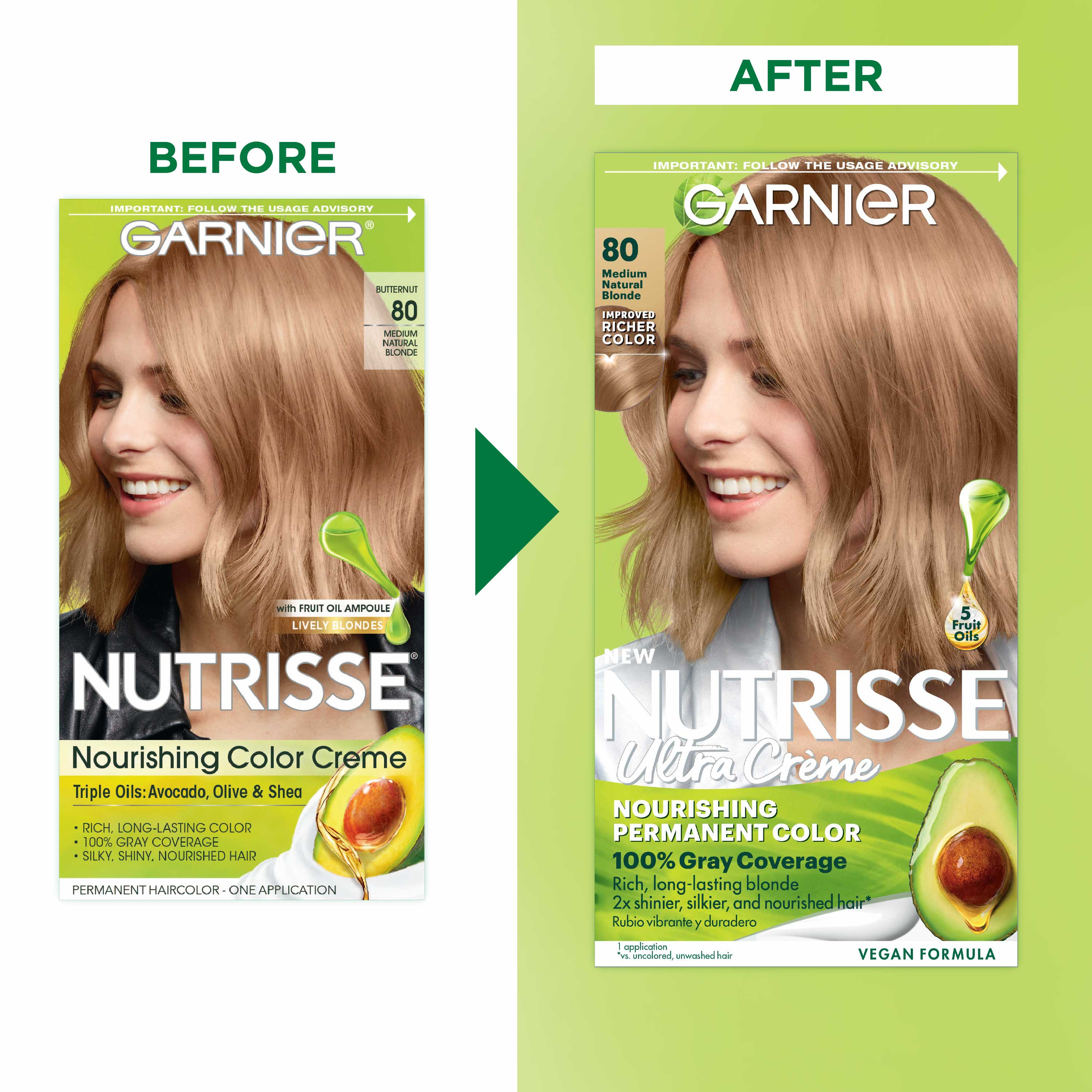 Garnier Nutrisse Nourishing Hair Color Creme, 080 Medium Natural Blonde Butternut - image 3 of 11