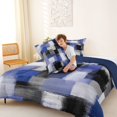 thumbnail image 4 of Homewish Vintage Navy Checkered Full Size Comforter Sets,Abstract Artwork Bedding Comforter Set,Navy Blue Reversible,3 Pieces,1 Comforter and 2 Pillowcases, 4 of 7