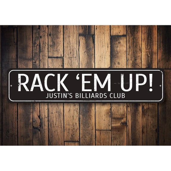 Rack Em Up Novelty Decor, Metal Wall Sign - 4x18 Inches