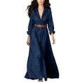 thumbnail image 2 of QUNYINEY Blue Dresses for Women Plus Size Flowy Long Casual Long Sleeve A Line Dress Commute Collared Slim Fit Casual Button Down Dresses, 2 of 9