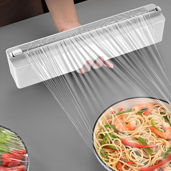 Refillable Cling Smoothly Cutting Safety Household Foil Cling Film Storage Holder Wrap Cutter for Restaurant grey