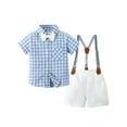 thumbnail image 2 of Toddler Boys Formal Outfits Suits Baby Party Plaid Clothes Set Shorts Suspender Pants 12 Months-5T, 2 of 9