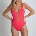 thumbnail image 2 of One Piece Swimsuit for Women One-Piece Zipper Solid Swimwear Swimsuit Bikini Swimming Beachwear, 2 of 5