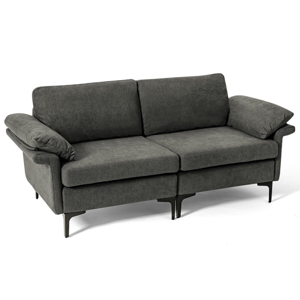Finihen Loveseat Sofa, Modern Fabric Loveseat Sofa for with Metal Legs and Armrest Pillows, for Living Room, Bedroom, Gray Finihen Loveseat Sofa, Modern Fabric Loveseat Sofa for with Metal Legs and Armrest Pillows, for Living Room, Bedroom, Gray