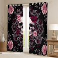 thumbnail image 2 of Homewish Gothic Sugar Skull Kitchen Curtains,Pink Red Damask Flowers Black Out Curtains Pack of 2 (42x63 Each),Halloween Living Room Curtains, 2 of 6