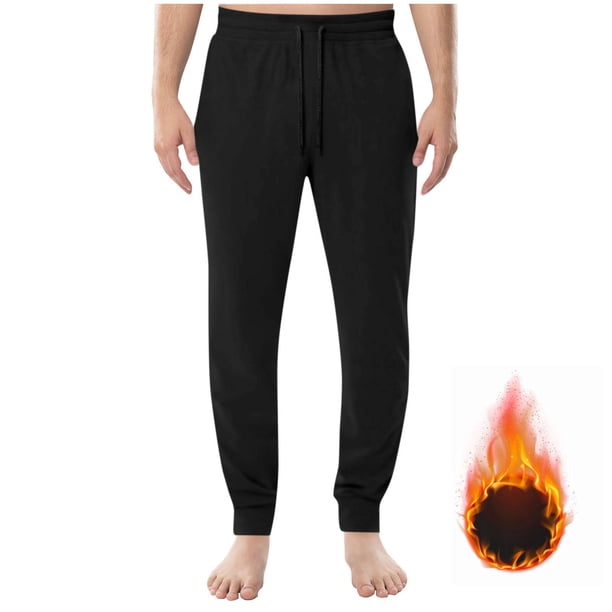 Pantalones largos para hombre, color liso, con bolsillos, cremallera, cintura elástica, de poliéster