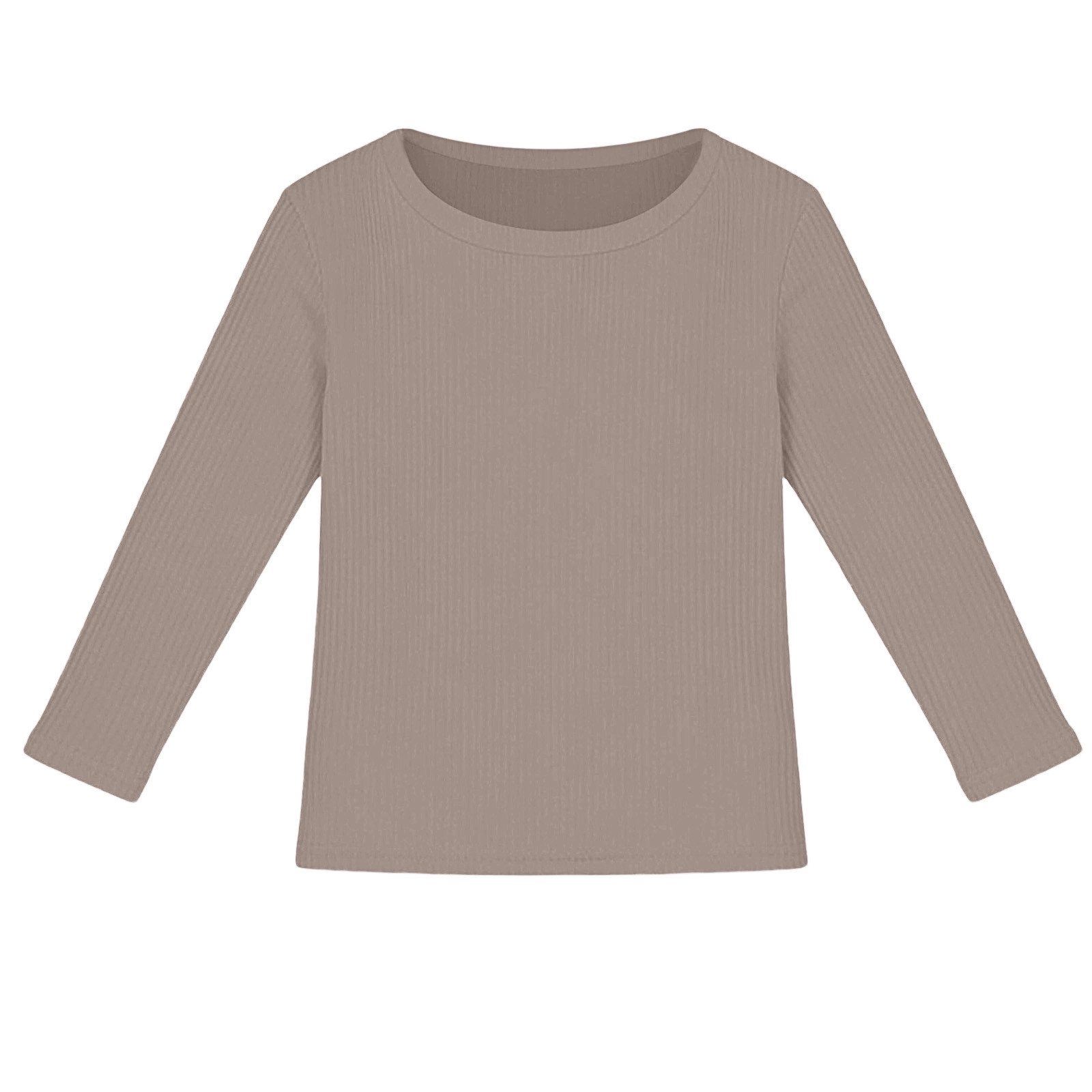 Fgnfyis Girls Long Sleeve Shirts Ribbed Stretch Tee Slim Fit Basic Top Comfortable Kids Shirt Girls Summer Tops Khaki 15-16 Years