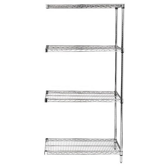 Quantum Storage AD86-3072S Stainless Steel Wire Shelving 4-Shelf Add-On Unit - 86 in.