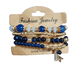 thumbnail image 1 of Set de 4 pulseras en colores azul rey, varios modelos con dije, 1 of 7