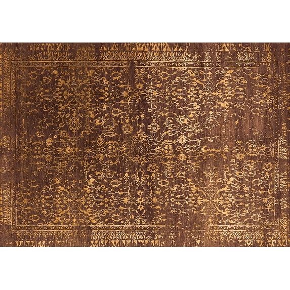 Ahgly Company Indoor Rectangle Oriental Orange Industrial Area Rugs, 2' x 5'