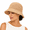 Rounded Crown, variant on Raffia Bucket Hat for Women, Hand-Crocheted Straw Hat with Flat Top and Adjustable Drawstring, Lightweight Summer Beach Vacation Hat
