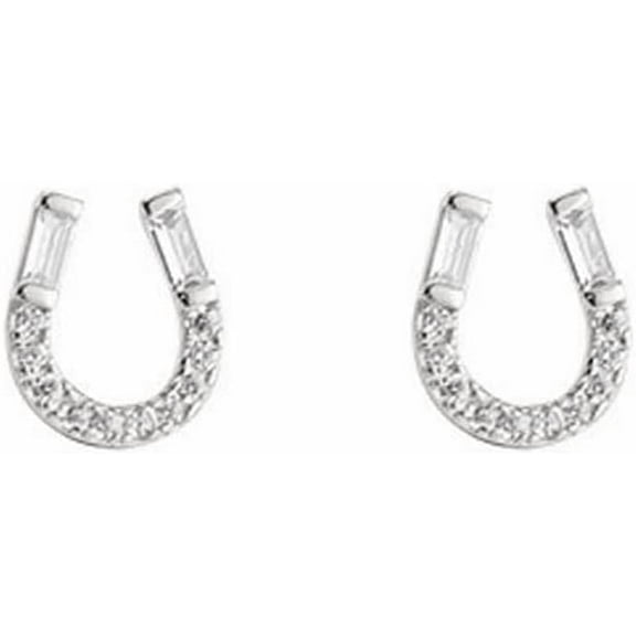 20g Minimalist Horseshoe Earrings 925 Sterling Silver Crystal Small Stud Cartilage Earring for Women Hypoallergenic Cute CZ Love U Piercing Jewelry Dainty Valentine Birthday Jewelry Gifts