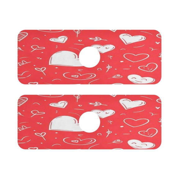 Creative Love Pattern Design Quick Dry Silicone Algae Faucet Pad 14.7x5.4in 2 Pack Absorbent Mat for Kitchen Sink, Bathroom Countertop