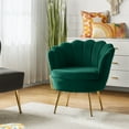 thumbnail image 3 of Seashell Upholstery Armchair Velvet Lounge Barrel Chair Gold Legs Home Living Room Bedroom, 3 of 10