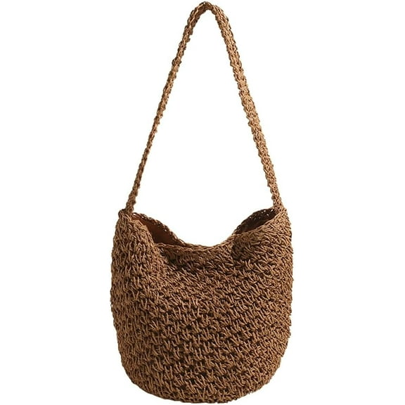 HLSOHJP Straw Beach Bag Women Vintage Cute Bucket Satchel Crossbody Purse Underarm Hobo Shoulder Bags Summer Travel Tote Handbag