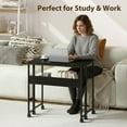 thumbnail image 3 of Bureau Roulant Pliable Gain de Place – Table pour Portable 24,8 Pouces avec Tablette de Rangement – Cadre Robuste en Fer et Panneau de Particules – Poste de Travail Mobile pour Petits Espaces, Résidences Étudiantes, Bureau à Domicile – Noir, 3 of 8