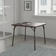 thumbnail image 3 of HBCY Creations Folding Card Table - Brown Vinyl Tabletop - Brown Metal Frame - Lightweight Design, 3 of 11