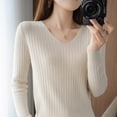 thumbnail image 2 of Drses Womens Long Sleeve Sweater Tops V-Neck Knitted Pullover Fashion Sweater Woman Winter Basic Soild Sweaters, 2 of 3