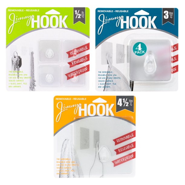 Jimmy Hook Self Adhesive Wall Hooks Set Heavy Duty Reusable Sticky Hangers 9 Hooks Walmart Com Walmart Com