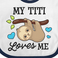 thumbnail image 4 of Inktastic My Titi Loves Me with Sloth and Hearts Boys or Girls Baby Bib, 4 of 4