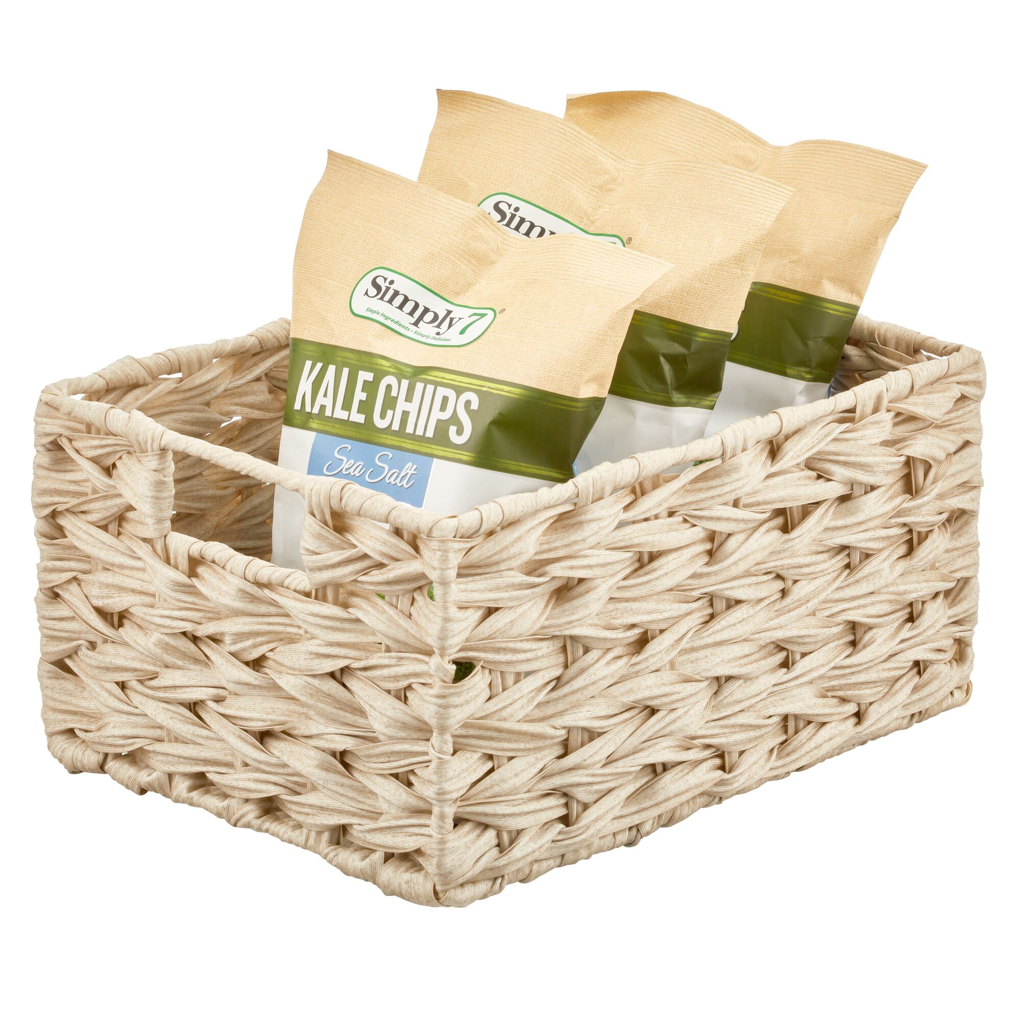mDesign Woven Farmhouse Kitchen Pantry Storage Basket Box, 6 Pack, Cream/Beige