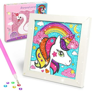 SunUtopia Small and Easy DIY 5D Diamond Painting Kits with Frame for  Beginner with White Frame for Kids - F-Unicorn Pictures 