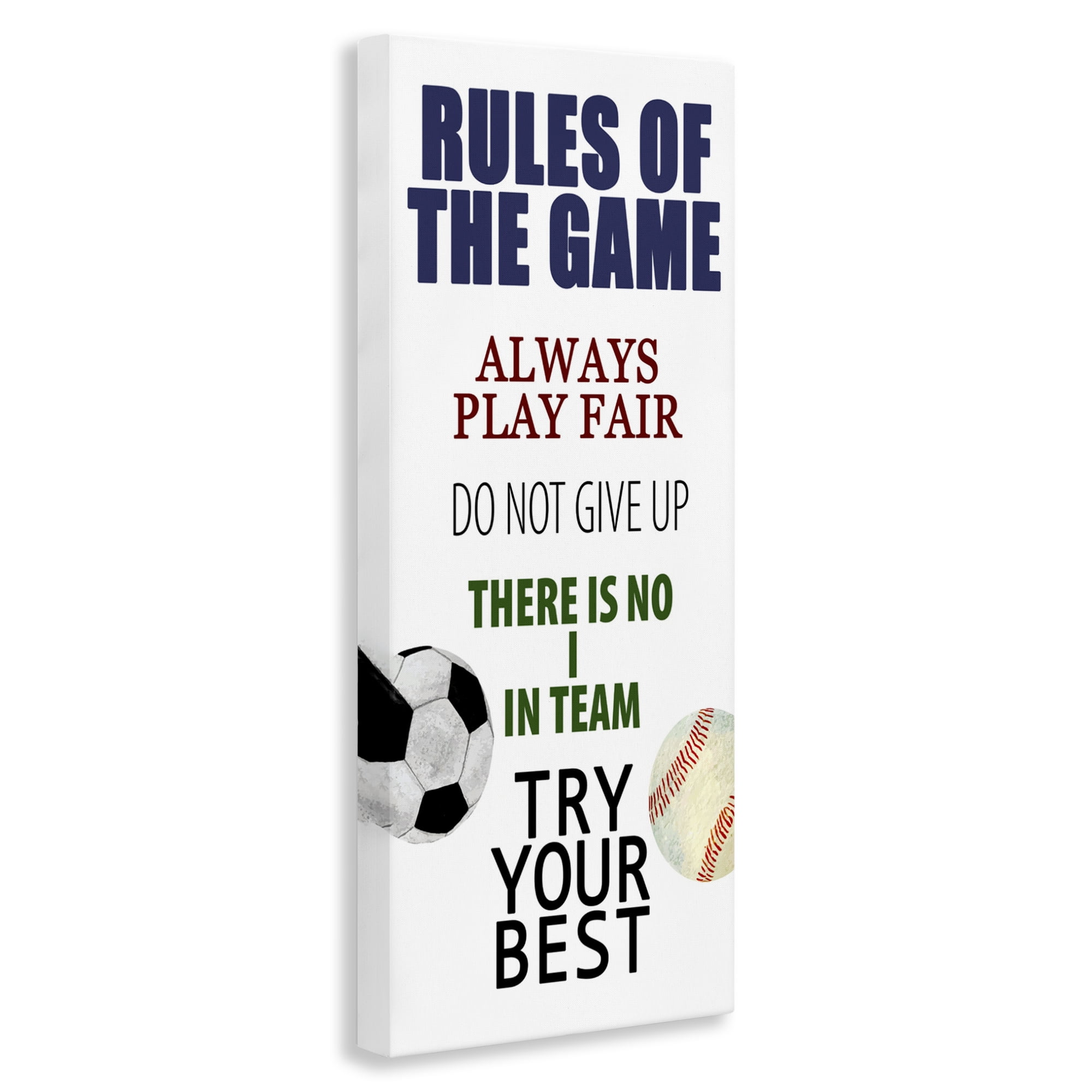 Fun Teamwork Rules of Game Canvas Wall Art, design by Kim Allen