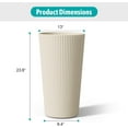 thumbnail image 6 of 23.6" Tall Outdoor Planters, Set of 2 Large Plastic Flower Pots for Indoor & Outdoor Use, Modern Striped Decorative Garden Planters with Drainage Holes for Patio, Porch, Balcony, Beige, 6 of 12