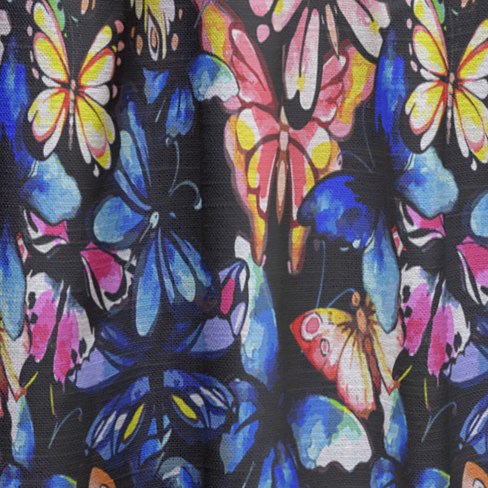 Designart 'Butterflies On Black' Modern & Contemporary Curtain Panel