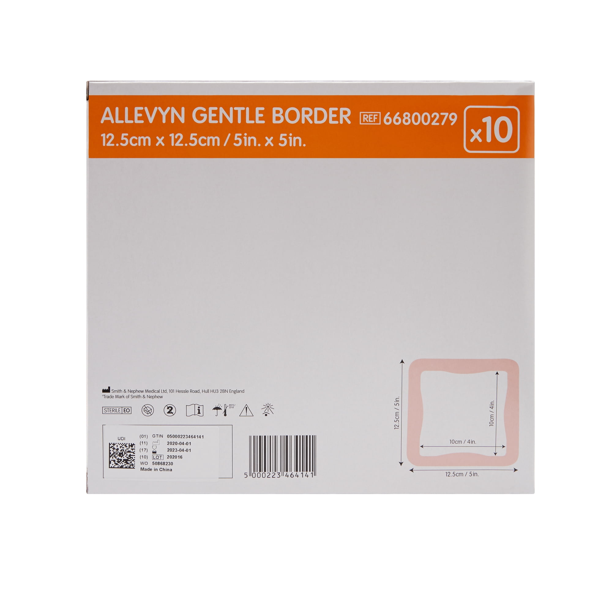 Smith & Nephew Allevyn Gentle Border Foam Dressing 5 x 5" Square Hydrocellular Foam 66800279 10 per Box