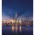 thumbnail image 3 of City Duvet Cover Set, New York Skyline Manhattan After Sunset Metropolis Downtown Urban Panorama USA, Decorative 2 Piece Bedding Set with 1 Pillow Shams, Twin Size, Navy Blue Peach, by Ambesonne, 3 of 3
