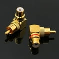 thumbnail image 3 of 2pcs Brass RCA Right Angle Connector Plug Adapters Male To Female 90 Degree Banana Cable Plug Connector Adapters by YFind, 3 of 4