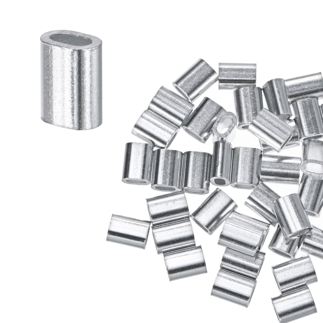 Uxcell 100-Pack Mangas de Crimpado de Aluminio, 1.2mm 3/64 Mangas de Cuerda de Barril Redondo Simple