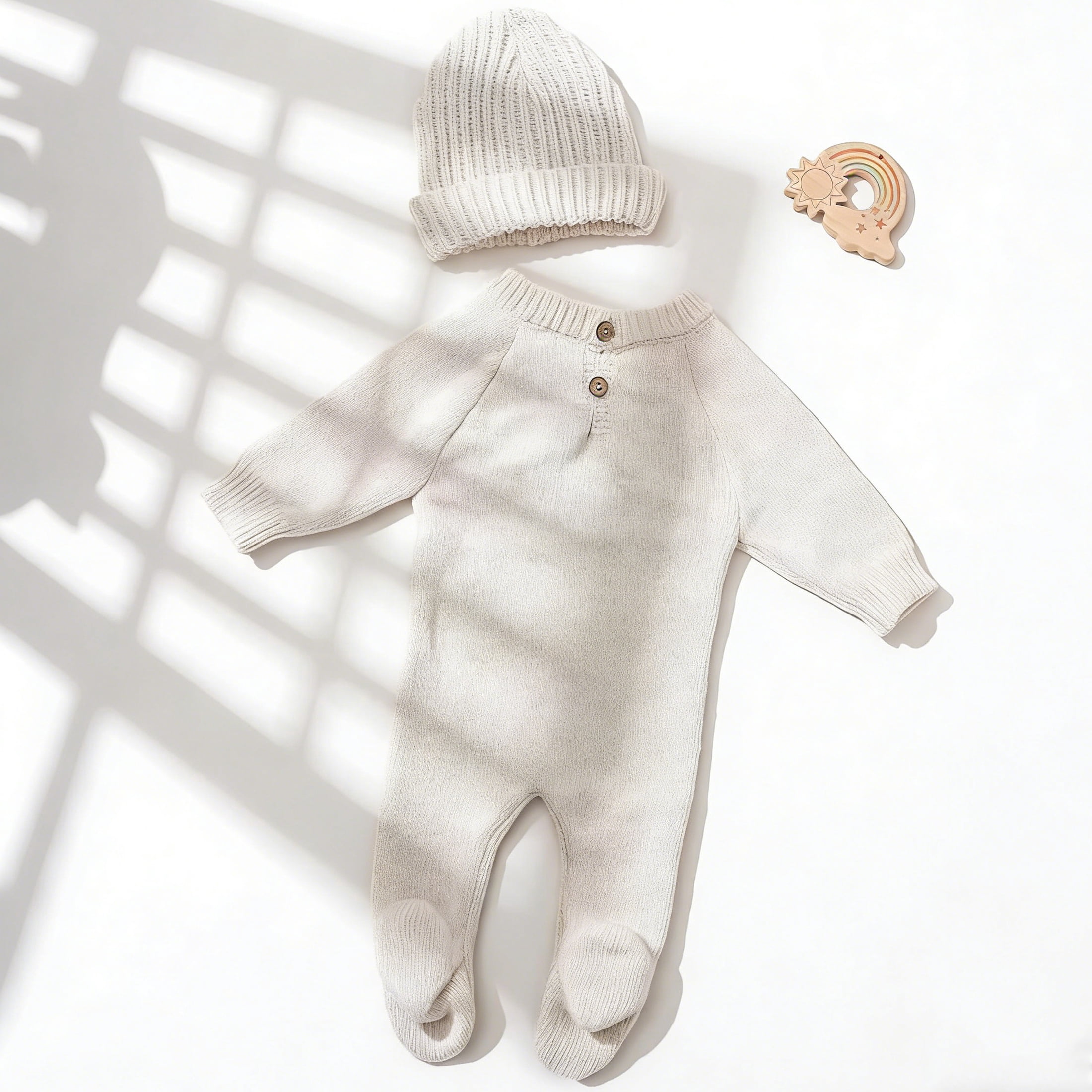 "Hello" Embroidery Knitting Onesie Newborn Birth Announcement Outfits Footed Jumpsuit Baby Boy Girl Photography Props Newborn
