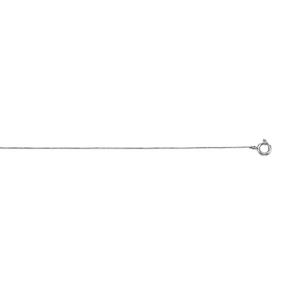 10k White Gold 0.45mm Shiny Box Chain With Spring-Ring Clasp Necklace 20 Inch Chain Necklace for Women and Men