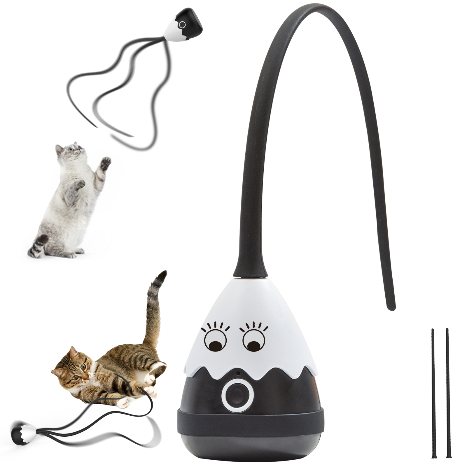 Petcronies Automatic Silicone Tail Teaser Toy 2 in 1 Cat Wand Toy