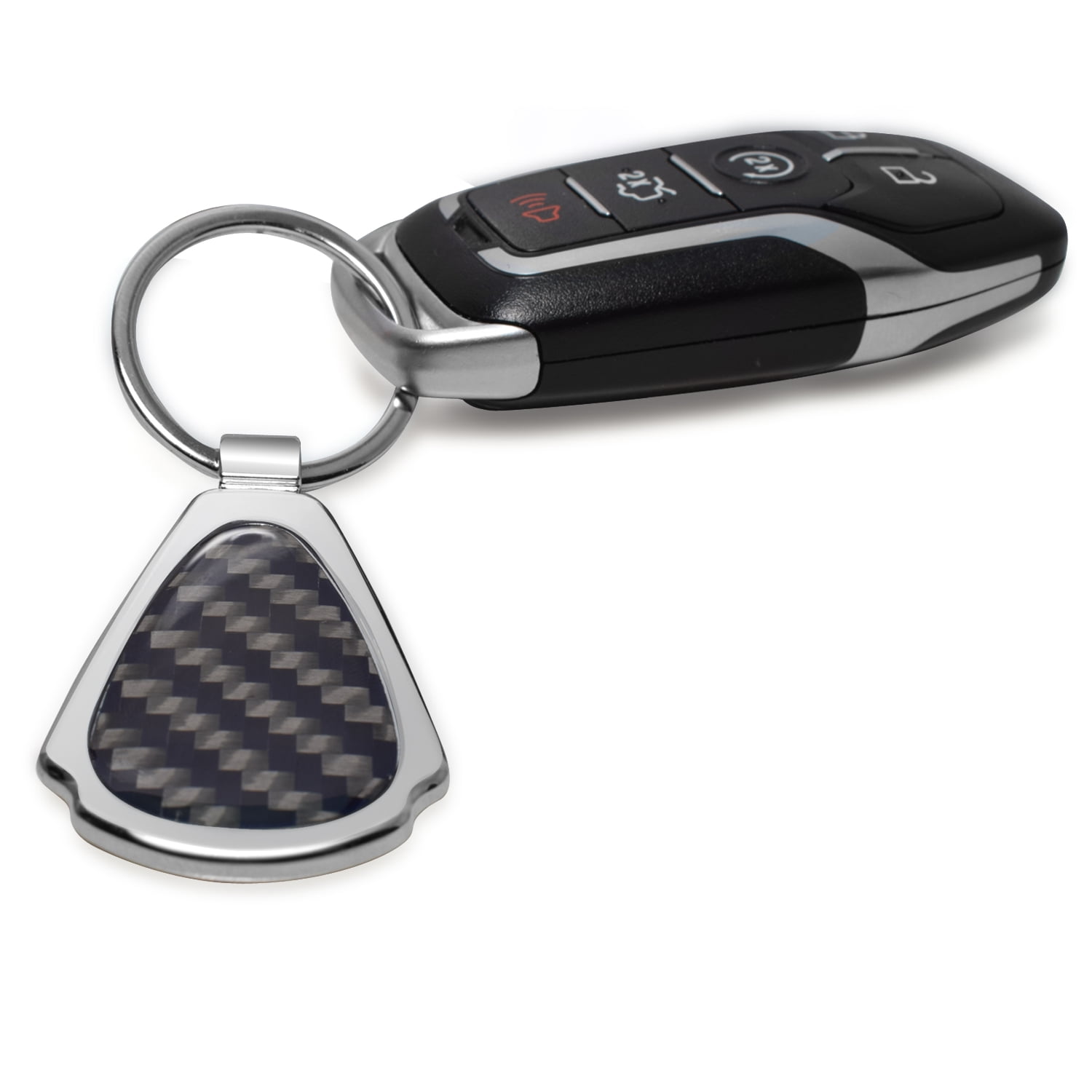 Jeep in Green Real Black Carbon Fiber Chrome Metal Teardrop Key Chain Key-ring