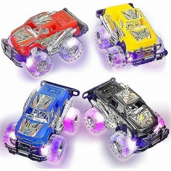 ArtCreativity Trucks with Light up Wheels for Boys Play Vehicles Ages 3  - Set of 2, Monster Trucks with Lights, Multicolor