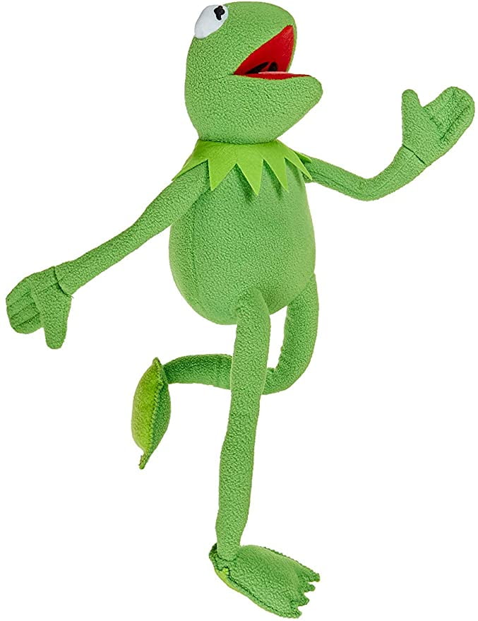 Kermit Frog Puppet Frog Puppet with Detachable Wooden Pole Soft Stuffed Plush Doll Hand Puppet 