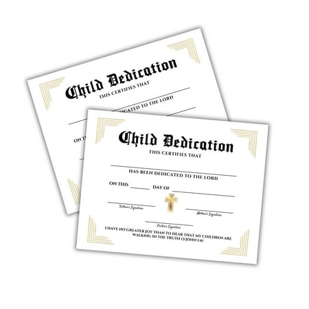 Child Dedication Certificate for Churches to Frame 6pk Linen Paper Babys First New Testament Baptism Bulk Christian Gift Membership Welcome