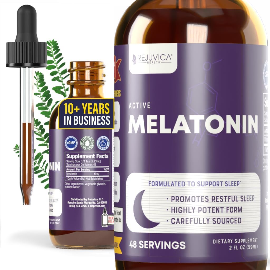 Rejuvica Health Active Melatonin Liquid Supplement 2 fl oz-Formulated to Support Sleep, 3mg Per Dose