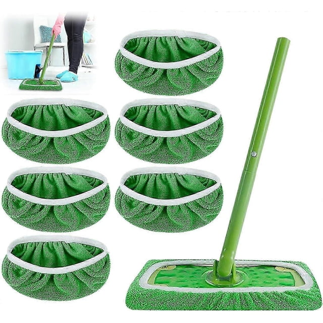 6Pcs Reusable Microfiber Mop Pads for Swiffer Sweeper Mop, Dry Sweeping Cloths & Wet Mopping Cloths for Mopping Floors