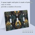 thumbnail image 3 of Yayeee Toggle Light Switch Wall Plate 3-Gang 6.37"x4.48" Decorative Outlet Cover, Navy Blue Art Pattern, 3 of 7