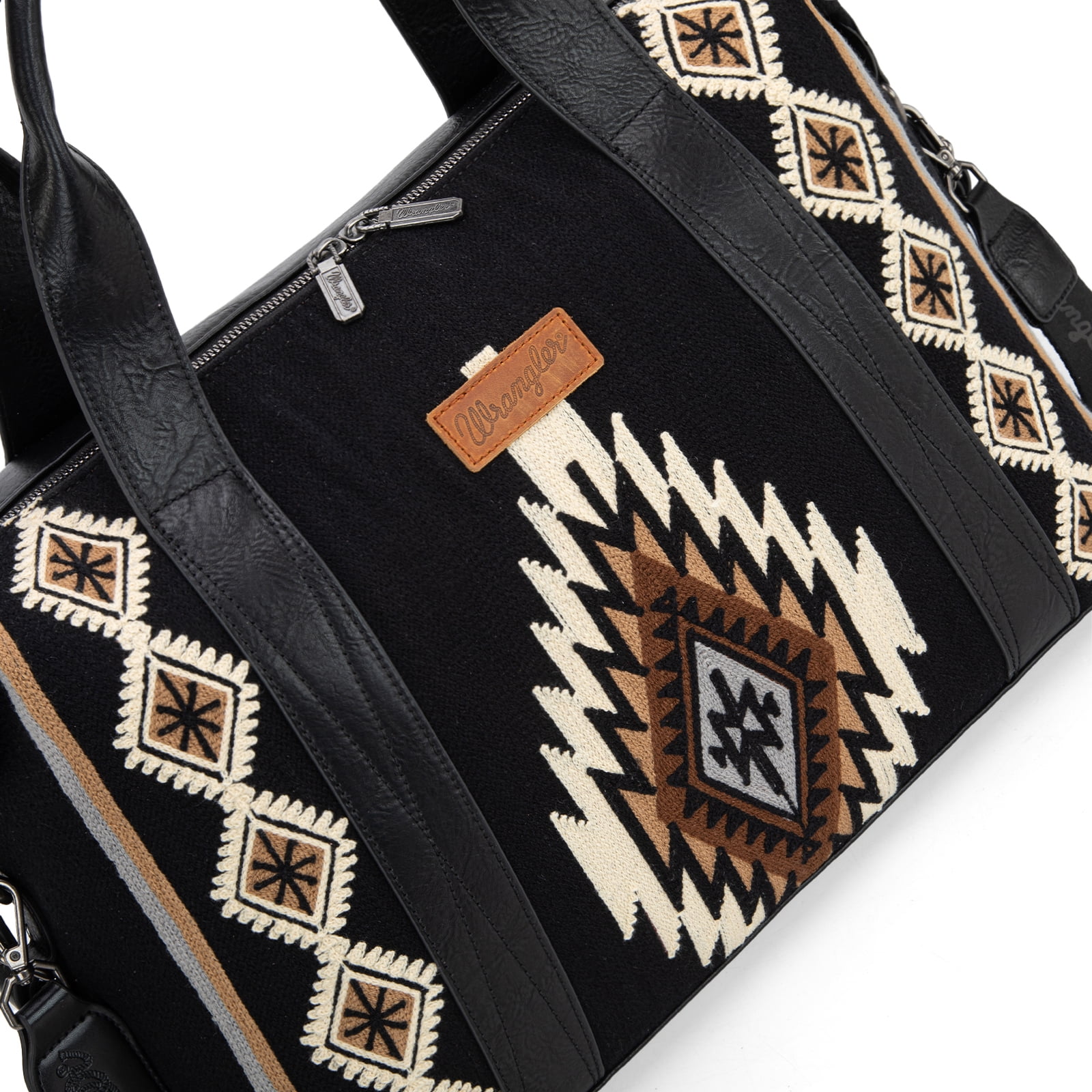 Wrangler Duffel Bag for Women Large Travel Weekender Bag Designer Tapestry Carry On Bags, Tapestry-Black