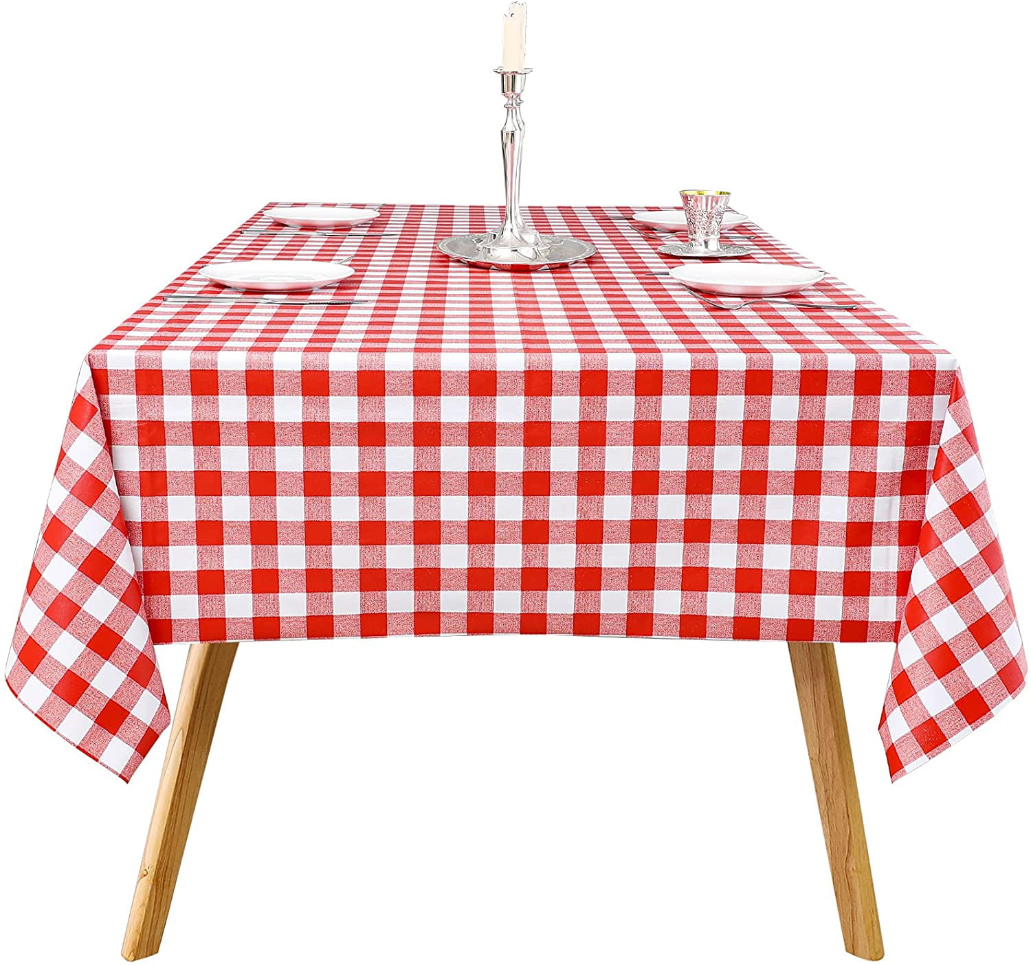 One Bear Panda Rectangle Tablecloth Christmas Cute Panda Eat Bamboo Leaf Pink Table Cloth Polyester Washable Square Round Table Cover for Picnic Dinner Party 54x72 Inch