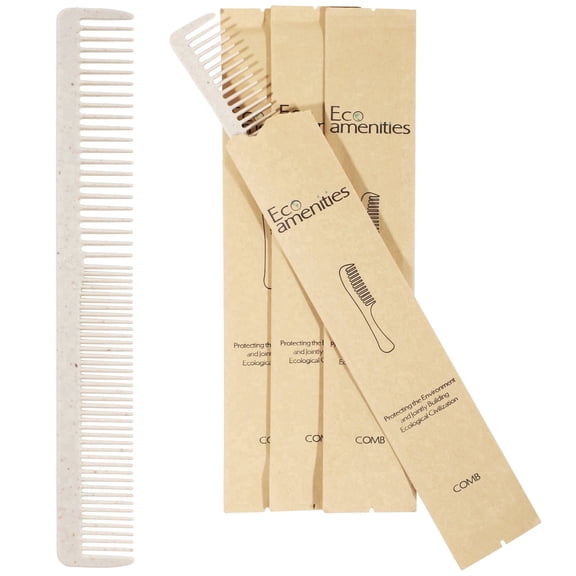 100 PCS Hair Combs Bulk, Wheat Straw Disposable Combs Individually Wrapped Combs for Hotel Travel Business Trip