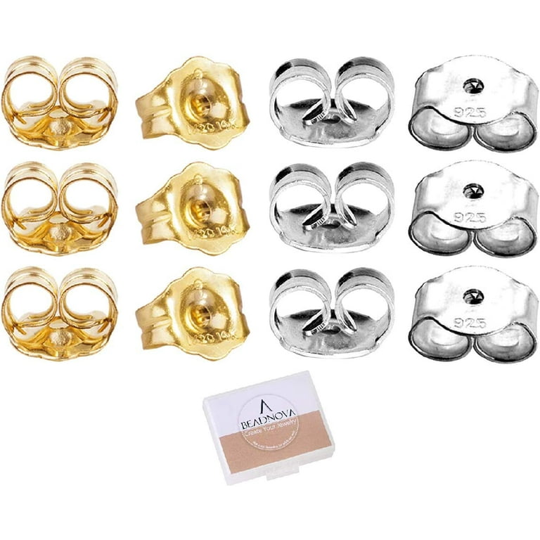 BEADNOVA Earring Backs for Studs Earring Backing Gold Plated