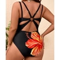 thumbnail image 4 of Traje de baño de una pieza para mujer, traje de baño de verano con estampado de escote en V profundo y aros, traje de baño deportivo con tirantes ajustables para la playa, traje de baño de moda para m, 4 of 9